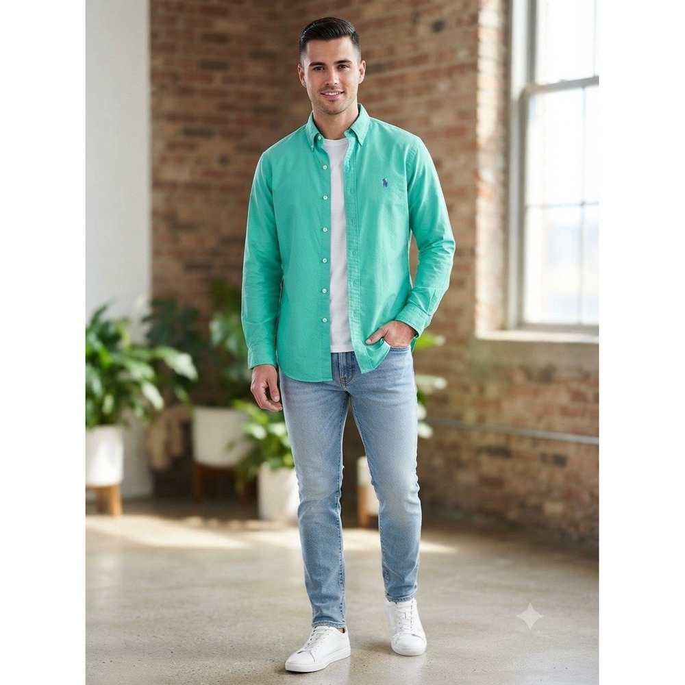 Ralph‎ Lauren Shirt Mens M Bright Green Blake Button Down Long Sleeve Shirt